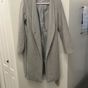 Women’s Gray Wool-Blend Long Coat